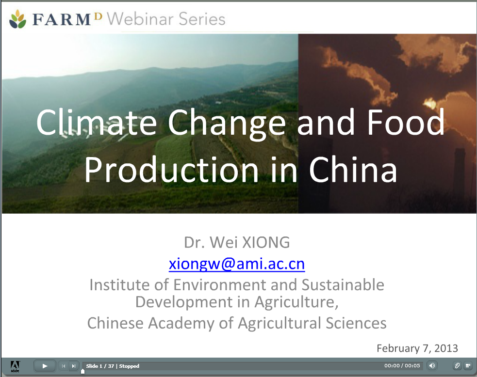 Webinar on Climate Change and Food Production in China